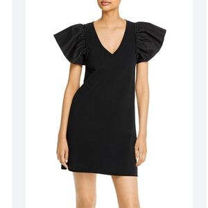Sundays Chloe Ruffle Sleeve Mini Dress 2 Black LBD Preppy Nordstrom